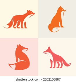 Set of Foxes Icon design. Template elements