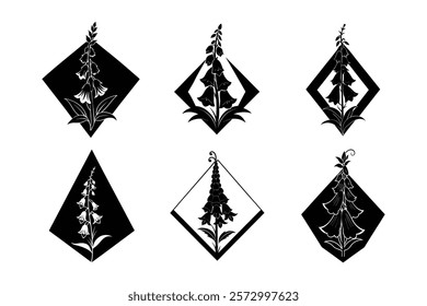 set of foxglove flower vector illustration