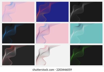Set of fractal lines backgrounds. Blue, pink, white, black colors for web.