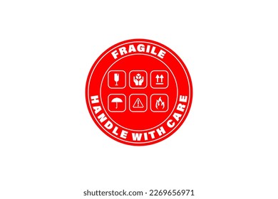 set fragile icon symbol sticker design circle