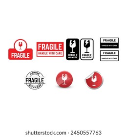 Conjunto de Vector de etiqueta frágil icono para el embalaje.