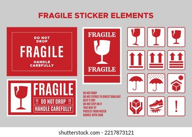 A Set of Fragile Sticker Elements for Flight Case, Luggage, Scrapbook and any other purposes