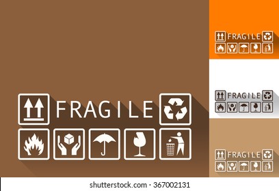 Set of fragile templates background in a flat design
