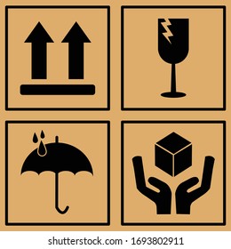 Set of fragile that can use for stamp at box. square version