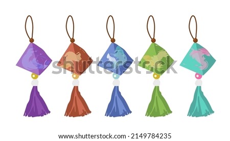 Set of fragrant sachets, dragon boat festival icons.