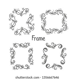 Set of frame curls and scrolls element.