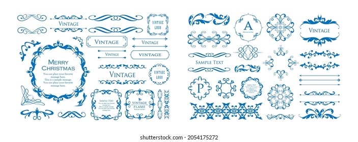 Ein Set von Rahmen-Designs inspiriert von Weihnachten. Luxusdesign-Teile