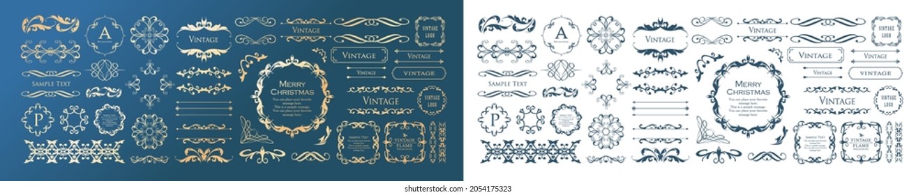 A set of frame designs inspired by Christmas. Luxury design parts