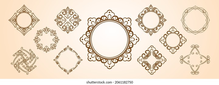 Ein Set von Rahmen-Designs inspiriert von Weihnachten. Luxusdesign-Teile