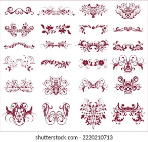 conjunto de diseños de marco ilustración vectorial en color rojo  