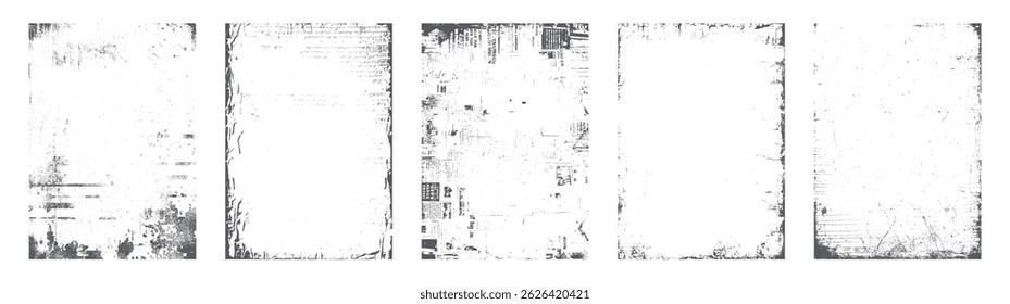 Set of frame different distressed black texture. Distress overlay vector textures. Set of dotted abstract frame. Distressed overlay texture.	