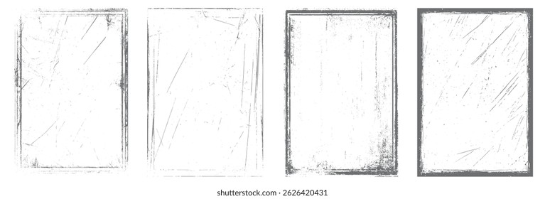 Set of frame different distressed black texture. Distress overlay vector textures. Set of dotted abstract frame. Distressed overlay texture.	
