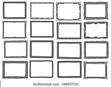 Set of frame doodle isolated on white background