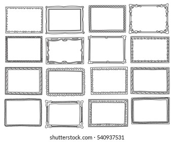 Set of frame doodle isolated on white background