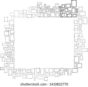 Set of Frame Drawing illustration Hand drawn doodle Sketch line vector collected in a border
