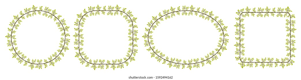 set frame with floral style, set border theme leaves, set delimiter with white isolated background.