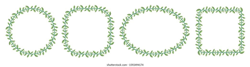 set frame with floral style, set border theme leaves, set delimiter with white isolated background.