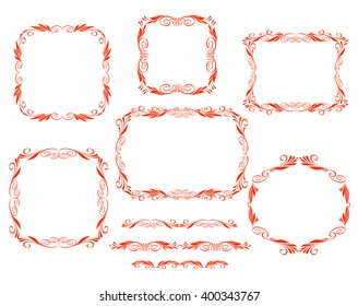Set frame floral .Vector illustration.Well built for easy editing.Red on white