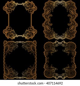 Set of frame with hand-drawing lace decorative ornaments for design