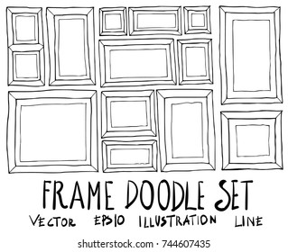 Set of Frame illustration Hand drawn doodle Sketch line vector
