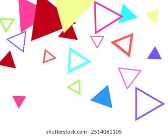 Set of frame illustrations with colorful geometric shape icons, confetti, and line ornaments. Banner template. Glowing grit elements powder confetti.
