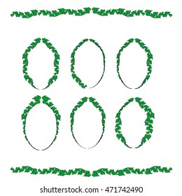 Set frame with ivy leaves. Vector illustration