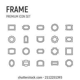 Set of frame line icons. Premium pack of signs in trendy style. Pixel perfect objects for UI, apps and web. 