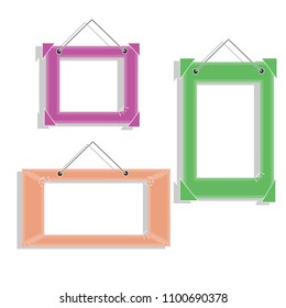 set of frame photos,picture frame template with modern creative color doodle square illustration design.vector isolated background