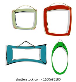 set of frame photos,picture frame template with modern creative color doodle square illustration design.vector isolated background