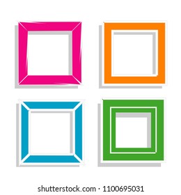 set of frame photos,picture frame template with modern creative doodle square illustration design.vector isolated background