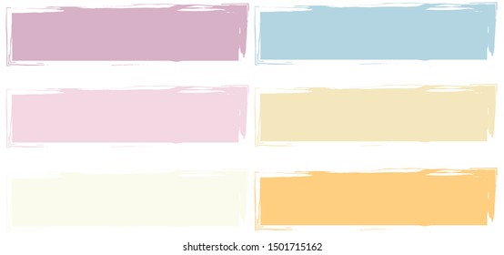 Set frame rectangle orange yellow pink brush stroke. Grunge brush vector hand drawn icon. 