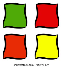 Set the frame. Red, yellow, green, orange. Smooth corners, cartoon, background. Vector illustration.