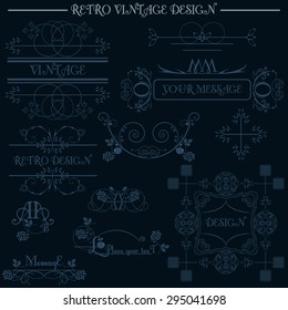 Set frame retro vintage design vector