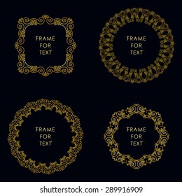 Set of frame with space for text in outline style. Vector illustration.