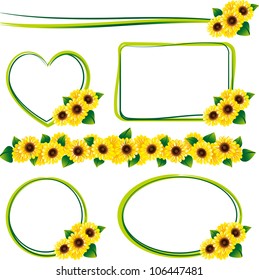 Set of the frame of the sunflower