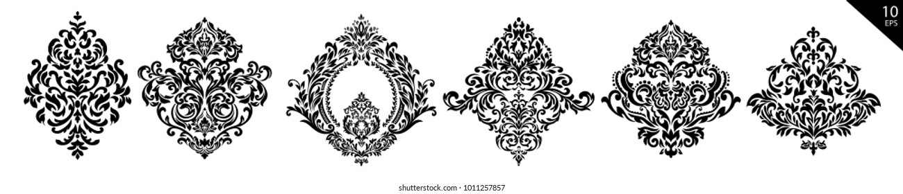  Set Frame  with vintage pattern.Background with floral design.