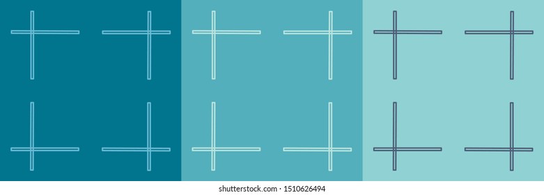 Set of frames with 3 color shades of blue and turquoise. For menu, greeting-card, book, photo frame etc. Vector. Isolated. Elements are separated, so you can move straps easily. Place for text or pic.