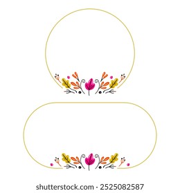 Set of frames with autumn leaves and empty space for text. vector illustration on white background