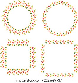 Set of frames with autumn leaves. Vector image