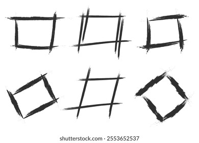 Set of frames in black grunge style