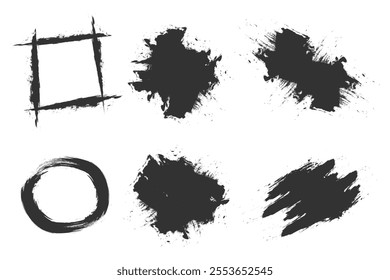 Set of frames in black grunge style
