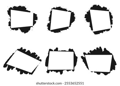 Set of frames in black grunge style