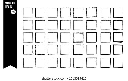 
A set of frames, black squares, textural lines, also brushes.
