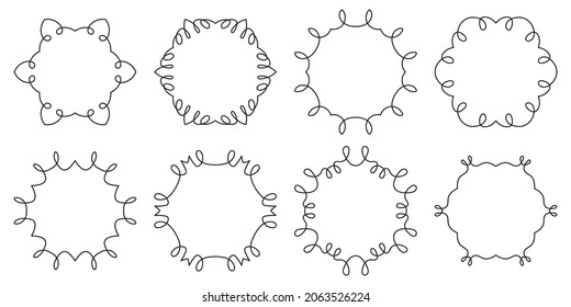 Set of frames and borders. Elements for wedding, holiday, logo and greeting cards design. Vector illustration.