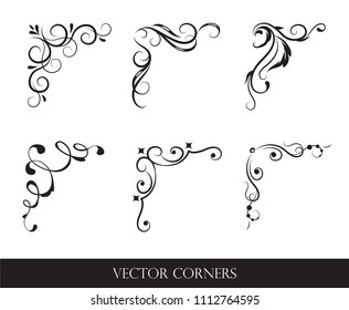 Set of frames, borders, labels. Collection of original design elements. Vector calligraphy swirls, swashes, ornate motifs and scrolls. 
