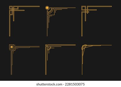 Set aus Rahmen, Rahmen, Etiketten. Kollektion von originalen Design-Elementen. Vektorkalligrafik wirbelt, schwebt, orangefarbene Motive und Rollen.