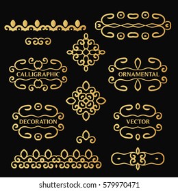 Set of frames, borders, logos . Collection of decorative vector elements in golden colors in eastern, muslim, islamic style.