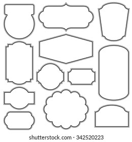 Set of frames and borders in retro style. Decorative vintage elements.