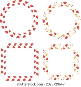 Set of frames with bright autumn leaves. Vector image
