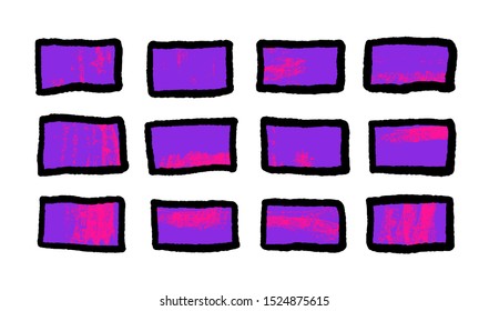 Set of frames. Bundle of hand drawn borders. Collection of decoration elements for collage. Vector illustration.